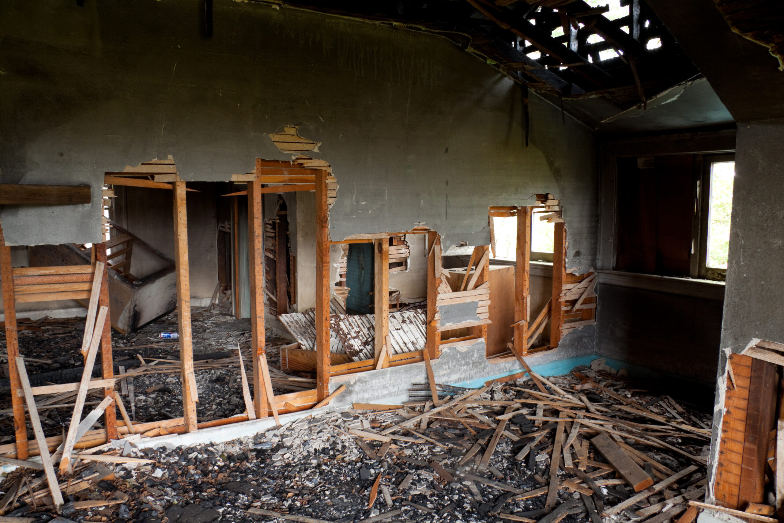 Inside of a fire damaged home
